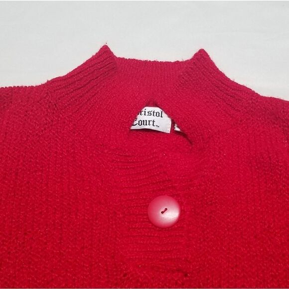 VINTAGE 70s Bristol Court Red Knit Ribbed Sweater - Picture 4 of 10